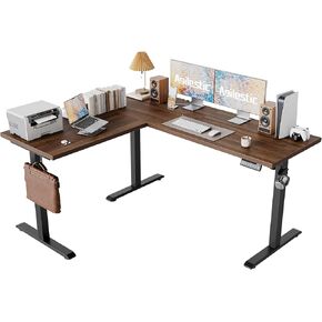 Agilestic 59 Inch L Shaped Standing Desk Adjustable Height, Electric Corner Standing Desk, Sit Stand Computer Table with Splice Board, Rustic Brown