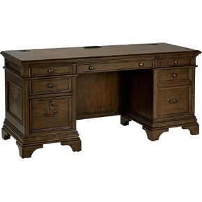 First of a Kind Hartshill 66-inch 5-Drawer Credenza Office Desk Burnish Oak