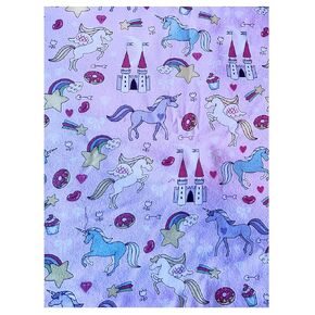 Girl's Weighted Blanket with castles, unicorns, hearts in flannel and 7 lbs, washable