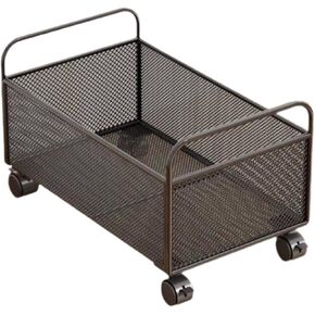 Fling File Cart Cart Organizer مع Wheels Mobile Bookshelf Mesh File Firce Carttor Mesh Storage Cart ، للمنزل ، 38x25x30cm in Kuwait