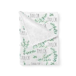 Personalized Eucalyptus Boho Baby Swaddle Blanket