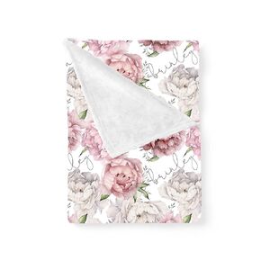 Personalized Peony Floral Baby Nursery Swaddle Blanket