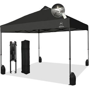 10x10 Pop Up Canopy Tent, Upgraded One-Push Tent Straight Leg Canopy, Outdoor Camping Tent, Cooking Canopy Tents with Wheeled Carry Case, 8 Spikes and 4 Ropes (Black 2.0, 10 Ft x 10 Ft) in Saudi Arabia