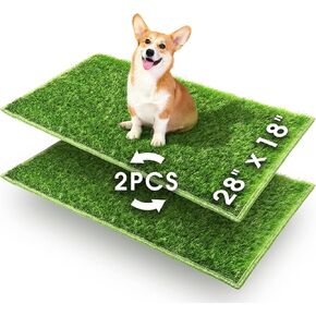 Hompet Dog Grass Pad with Tray Large, Puppy Turf Potty Reusable Training Pads with Pee Baffle, Artificial Grass Patch for Indoor and Outdoor Use, Ideal for Small and Medium Dogs (30"×20")