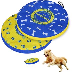 Nobleza 2 Pack Dog Flying Disc, Floatable Dog Disc Toy for Long-Distance Flies and Floats, Lightweight Soft Flying Discs Toy for Medium Large Dogs to Fetch & Catch, Blue & Yellow