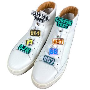 Custom Name Shoelace Charm - Personalized Text and Numbers Tag for Sneakers - Customized Jersey Number, Team Name, Monogram Nametag Shoe Charm (Bubble Letter Font Monogram or Numbers)