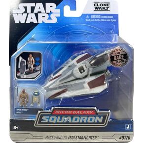 Star Wars Micro Galaxy Squadron Mace Windu Starfighter ، مركبة مقاس 3 بوصات ، نادرة 1/15000 ، مع شخصين صغيرتين