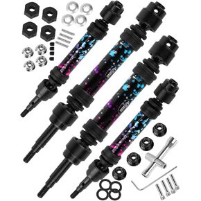 RC Upgrades Part for Stampede Slash Rustler JatO 4X4 VXL/BL-2s,RC #45 Steel CVD Drive Shafts,Harden Front Rear Driveshaft Axles Hops up(4PCS),Replace #9051#9052 Red