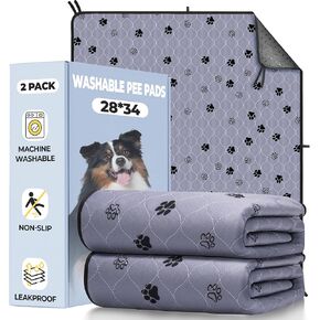 Fostanfly Washable Pee Pads for Dogs, 2 Pack Large 36"x41" Ultra-Absorbent and Leak-Proof Non-Slip Reusable Potty Training Pads for Dogs, Cats, Puppy, Potty Buddy of Add 8 Lanyards