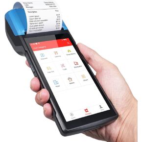 Bisofice 4G Handheld PDA POS Android 13.0 Receipt Printer 2GB+16GB, Camera 5M, 1D 2D Barcode Scanner, Wifi/Gps/BT/4G Full Network Connection, 5" Touchscreen 58mm Width Thermal Label Printing
