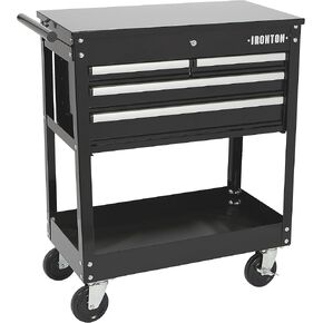 Ironton 28in. 2-Drawer Tool Cart - 30-1/2in.L x 14-1/2in.W x 33in.H, 350-Lb. Capacity
