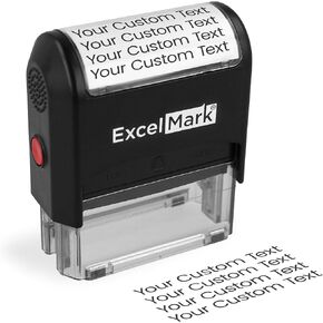 Excelmark Large Return Address Stamp - ما يصل إلى 5 أسطر - ختم مطاطي مخصص للذات - تخصيص عبر الإنترنت مع العديد من خيارات الخطوط - الحجم الكبير