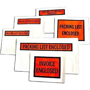 Packing List Enclosed Pouches (4.5" x 5.5") – Clear Adhesive Envelope Bag with Printing for Invoice Packing Slip – Label Protectors, Mailing & Shipping Supplies (500)