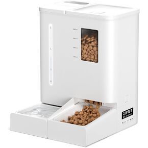 5L Automatic Cat Feeders, 4L Cat Water Dispenser, 2 in 1 Timed Dog Feeders, Automatic Pet Feeder and Waterer with 10s Voice Recorder, Pet Food and Water Dispenser for Cats, Small Dogs