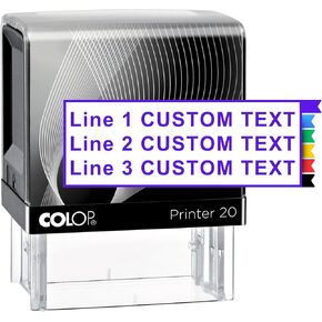 Large size Custom Stamp - Up to 5 Lines of Personalized Text, 6 Ink Colors & Many Fonts, Self Inking Business Stamp, Personal use, Return Address, Labels, Name, Office Supplies, Rubber Stamps