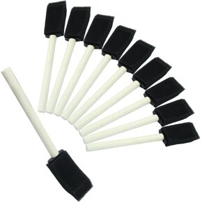 10 Pcs 1Inch Foam Paint Brushes, Sponge Paint Brush with Wooden Handle, Foam Brushes for Painting(Black)