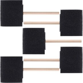 10pcs Foam Paint Brushes, 1" Sponge Painting Tool with Wooden Handle, Black Sponge Brush for Painting Staining Varnishes DIY Craft