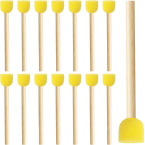PAGOW 15 Pcs Sponge Brushes for Painting, Yellow Foam Paintbrushes, Sponge Paint Brush with Wooden Handle, Paint Sponges Staining Tool for DIY Arts, Crafts