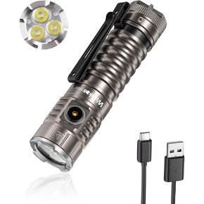 Wurkkos TD05 Rechargeable Flashlights USB C, Max 1800Lumen Tactical Led Flashlight Dual Switch Design, 373M Long Range EDC Flashlight, IP68 Waterproof Flashlight for Indoor Outdoor Usage