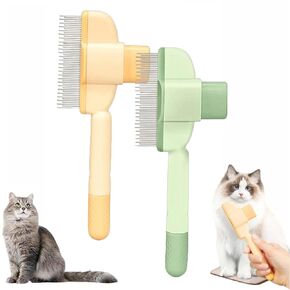 Avatore Zenbrush Cat Comb, Zen Brush for Cats, 2025 Upgraded Cat Brush with Release Button, Flea Comb for Cats, Click Self Cleaning Pet Hair Removal Combs