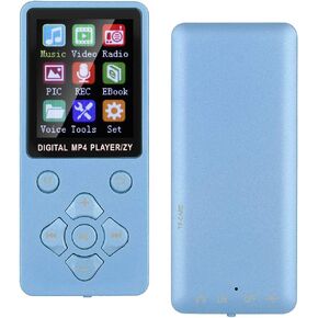 MP3 Player, MP4 Music Player, MP3 Music Player with Bluetooth, T1 Music MP3 MP4 Player 8G Bluetooth Support 32G Memory Card Cross Shaped Buttons (Blue)