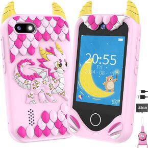 Kids Smart Phone for Girls Gifts - Toddler Christmas Birthday Gift for Age 3 4 5 6 Year Old, Kids Cell Phone Toy with Touchscreen, Dual Cameras, Learning, MP3 Player, Games with 32 GB Card
