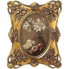 VPMQFL Carved American Gold Photo Frame Table Gold Resin Picture Frame Wall Hanging(10 * 15cm)