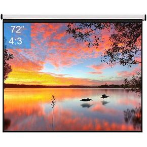 72inch 4:3 Wall Mounted Matte White Projection Pull Down Screen Canvas LED Projector Screen for Home Theater Office