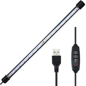 AQUANEAT Aquarium LED Submersible Light 15 Inch, USB Multi-Color Underwater Fish Tank Light, Auto On Off with Timer, Adjustable Brightness (15")