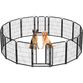Metal Dog Playpen, 40 Inch Height 16 Panels, Large Dog Fence for Large/Medium/Small Dogs Indoor & Outdoor Bliss, Perfect Dog Pen for Camping, Yard, and RV | Black-Silver