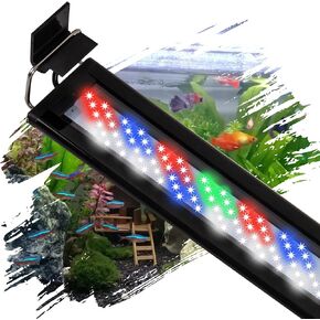 Led Aquarium Light, Full Spectrum Fish Tank Lights, 30 Inch Freshwater Fishtank Hood Lighting for Grow Fish, Plants, Adjustable from 24 to 30in