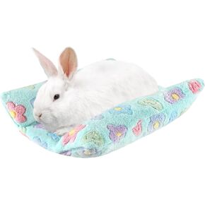 15.7X14 Inch Rabbit Bed, Padded Concave Bed for Small Animals, Cuddle Cushion Plush Mat with Cotton Lounger Pillows for Guinea Pigs, Hamsters, Rabbits, Rats and Bearded Dragons (Blue)