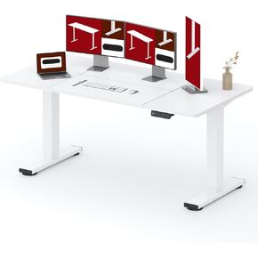 SANODESK Standing Desk Height Adjustable Electric 40x24 Inches Sit Stand Desk for Home Office with Splice Board, White Frame/Maple Top
