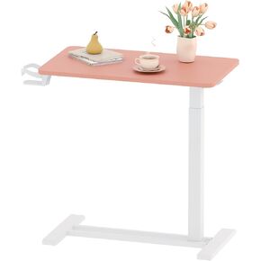 FLEXISPOT Mobile Standing Desk with Wheels Pneumatic Laptop Desk Rolling Computer Cart Movable Height Adjustable Small Sit Stand Desk Computer Workstations Home Use（27.6" W x 15.7" D,White