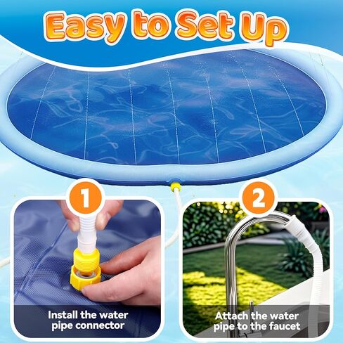 PATIENCET 87 '' Splash Sprinkler Pad للكلاب ، وسادة الرش غير المنقولة الثخانة للأنشطة الصيفية المرح في الفناء الخلفي in Kuwait