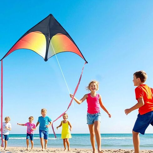 Delta Kite for Kids & Kites for Adults Easy to Fly, Beach Kite, Kids Kite for Beginner, Single Line Kite with 300ft Line for Beach Trip in Saudi Arabia