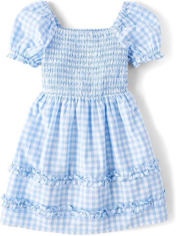 The Children's Place Baby Girls' Short Dressy Special Occasion Dresses, Pink Gingham Puff Sleeve, XX-Large in Saudi Arabia