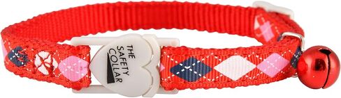 Jeffers Pet Cat Collar with Bell – Durable Breakaway Plastic Buckle Safety Collar for Kittens & Adult Cats, Adjustable Single Ply Nylon, Indoor & Outdoor Use – Argyle Pattern, Blue in Saudi Arabia