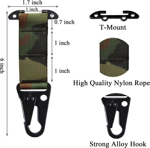 Tactical MOLLE Clip with Clash Hook Hanging Carabiner T-Mount Belt Clip for Duty Belt Gloves Key Clip Tactical Gear Clip Molle System Accessories 2Pcs in Saudi Arabia