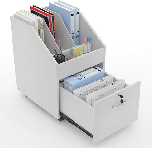 Mobile File Cabinet with Lock,Under Desk Rolling File Cabinets for Home Office,Wood Filing Cabinet (White) in Saudi Arabia
