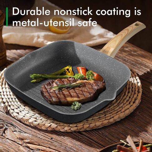 MAISON ARTS 17 Piece Pots and Pans Set Non Stick, Kitchen Cookware Sets with Nonstick Granite Stone Coating, Suitable for Induction Cooktops, Black in Saudi Arabia