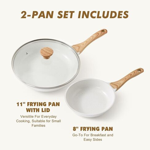 SENSARTE Nonstick Frying Pan Skillets, White Ceramic Coating Omelette Pans, Healthy Cookware Chef's Pan, Free of Intentionally Added PTFE & PFAS (9.5+11+12.5 Inch) in Kuwait