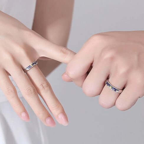 Sun and Moon Couple Rings Set Adjustable Rings Black White Couple Rings for Girlfriend and Boyfriend Valentine's Day Gift Jewelry (Style:C) in Saudi Arabia