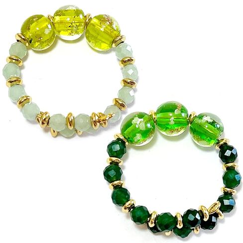 2pcs توهج في حبات اليراع الداكنة حلقات أصابع قابلة للتعديل ، مصنوعة يدويًا في الولايات المتحدة الأمريكية ، الأحجار الكريمة الطبيعية + حبات الزجاج المورانو المضيئة تململ حلقات القلق القابلة للتكديس (Red + Purple) in Kuwait