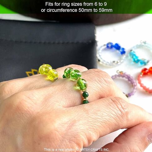 2pcs توهج في حبات اليراع الداكنة حلقات أصابع قابلة للتعديل ، مصنوعة يدويًا في الولايات المتحدة الأمريكية ، الأحجار الكريمة الطبيعية + حبات الزجاج المورانو المضيئة تململ حلقات القلق القابلة للتكديس (Red + Purple) in Kuwait