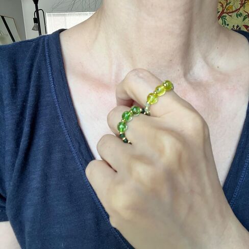 2pcs توهج في حبات اليراع الداكنة حلقات أصابع قابلة للتعديل ، مصنوعة يدويًا في الولايات المتحدة الأمريكية ، الأحجار الكريمة الطبيعية + حبات الزجاج المورانو المضيئة تململ حلقات القلق القابلة للتكديس (Red + Purple) in Kuwait