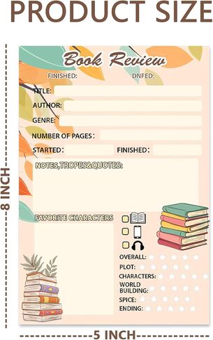 Topabel Book Review Notepad Reading Log للقراء لمراجعة وقراءة المجلات القراءة 5 × 8 بوصة لمحبي الكتب ، 50 ورقة in Saudi Arabia