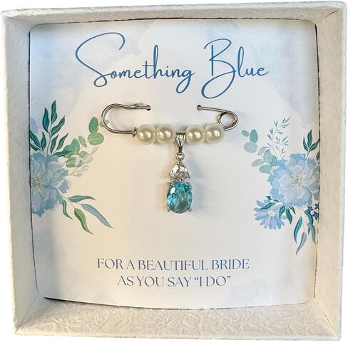 Something Blue Bridal Bouquet Charm – Elegant Wedding Keepsake Pin for Bride – Meaningful Gift from Mom, Sister, or Friend – Beautiful Bridal Shower Gift – Easily Attaches to Bouquet, Garter, or Dress in Saudi Arabia