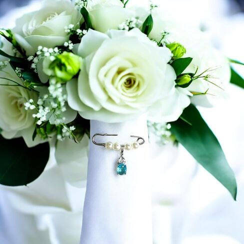 Something Blue Bridal Bouquet Charm – Elegant Wedding Keepsake Pin for Bride – Meaningful Gift from Mom, Sister, or Friend – Beautiful Bridal Shower Gift – Easily Attaches to Bouquet, Garter, or Dress in Saudi Arabia