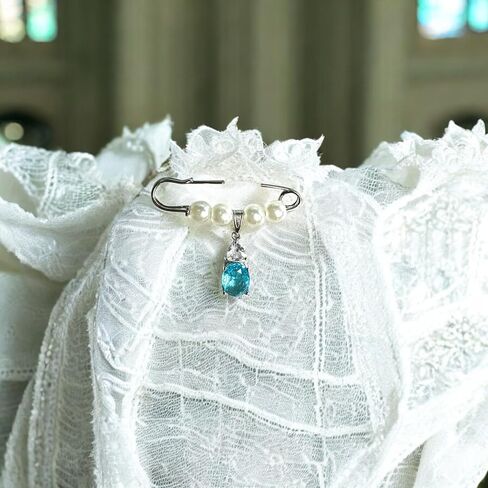 Something Blue Bridal Bouquet Charm – Elegant Wedding Keepsake Pin for Bride – Meaningful Gift from Mom, Sister, or Friend – Beautiful Bridal Shower Gift – Easily Attaches to Bouquet, Garter, or Dress in Saudi Arabia